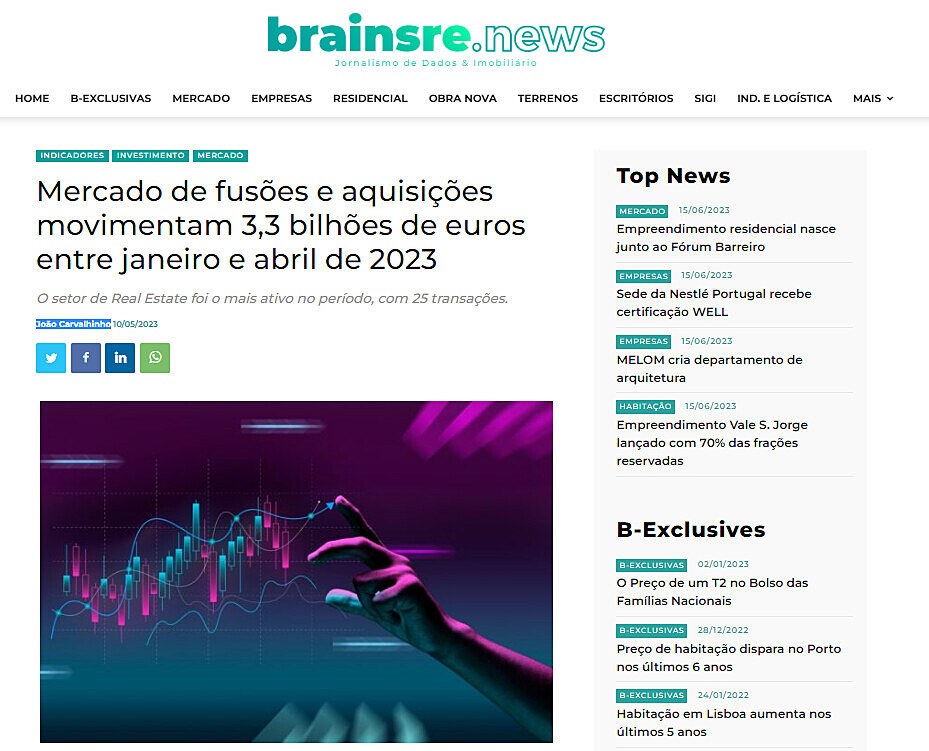 Mercado de fuses e aquisies movimentam 3,3 bilhes de euros entre janeiro e abril de 2023